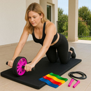 Colchonete Academia Roda Abdominal Elastico Funcional Corda de Pular Treino em Casa Atividade Fisica Musculação
